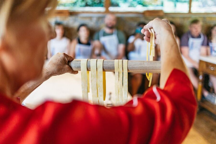 Florence: Cooking Class at a Tuscan Farm & Local Market Tour - The 3-course meal: you eat what you make, paired with wine
