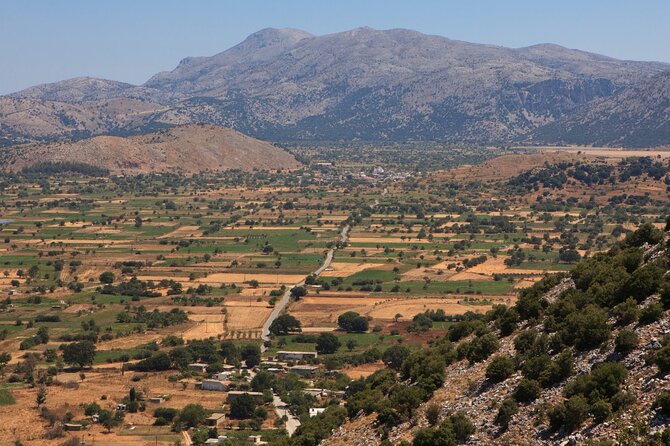 Knossos, Lasithi, Zeus Cave & Olive Mill Farm Combo Tour - Krasi village and the plane tree break: quick, scenic, and refreshing